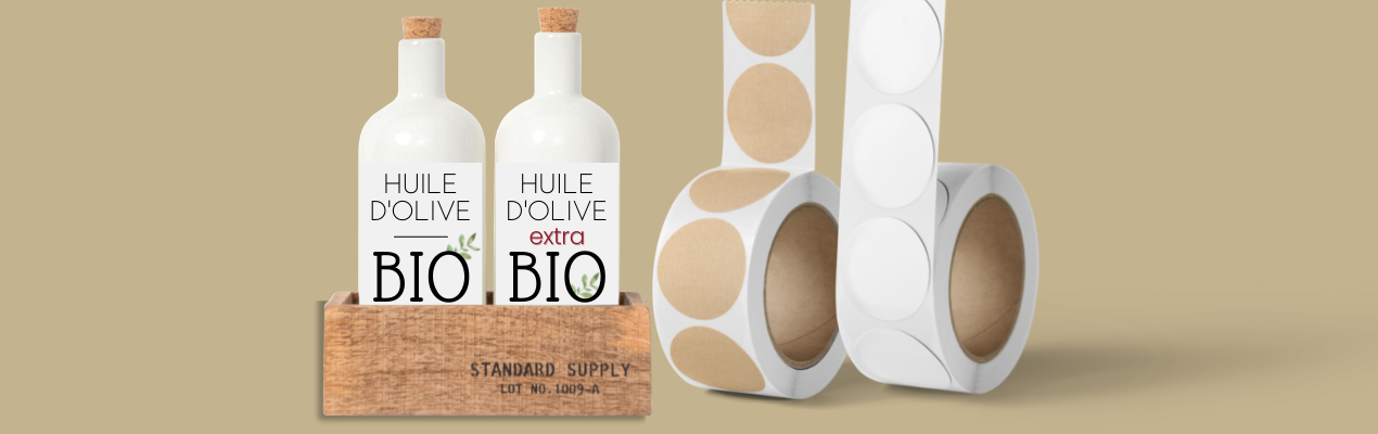 Etiquettes adhésives pour bouteilles d'huile d'olive