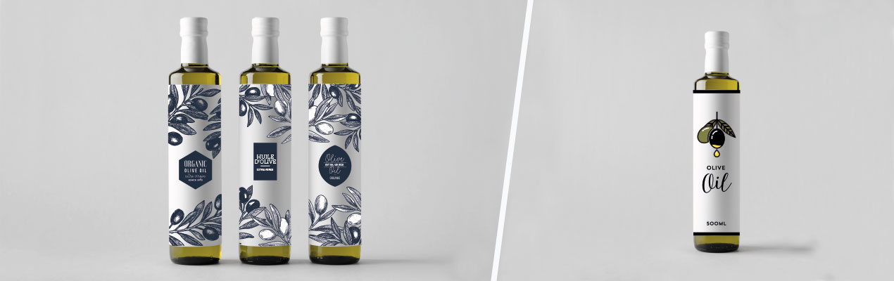 Etiquettes adhésives pour bouteilles d'huile d'olive