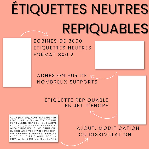 Bobine étiquettes neutres à repiquer Bobine étiquettes neutres à repiquer
